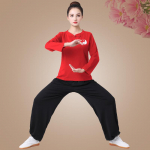 Daami Tai Chi riided Pikkade varrukatega Tai Chi &uuml;likond V&otilde;itluskunstide Wushu treening&uuml;likond Kung Fu komplektid XS punane