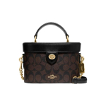 Coach Kay 20 Klassikaline Monogramm Logo T&otilde;mblukuga Sulgemine PVC Nahast Karbikujuline Kotike &Otilde;lakott Crossbody K&auml;ekott V&auml;ike Naiste k&auml;ekott Pruun Must 78277-IMAA8 Gift Box Set (Basic Set+Yellow Box) black