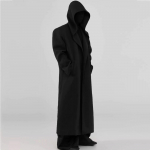 S&uuml;gis Talvine Gooti Vintage Villane Mantel Mees Naine Techwear Punk Kapuutsiga Keep K&otilde;rge Kvaliteediga Villane Pikk &Uuml;ler&otilde;ivas M must