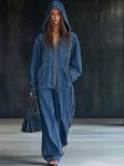 Oufier Naiste Jumpsuit Vabaaja Lai Jalg Pikk Varrukas Kapuutsiga Romper S