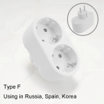 EL-i pistik Mitme pistikupesaga Adapter Euroopa standard 1-1/2/3-suunaline Multi-Plug Euro konverteri adapter Elektripistikud 1 To 2 Socket 4.8mm white