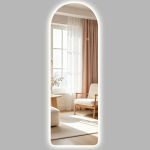 Suur seinapeegel 120 x 40 cm LED-valgustusega Kaarepeegel, Muudetava intensiivsuse ja 3 l&auml;bipaistva valgustusv&auml;rviga 40 x 3 x 120 cm