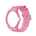 Kvaliteetne keraamiline korpus FKM kummist kellarihma komplektiga Swatch X AP Royal POP jaoks, Kokkupandav pandla vahetaja 3/12 kella jaoks No Box pink