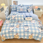 Chiikawa Hachiware Usagi Armas Multikas Neljaosalise Komplekt Laste Magamistuba Voodi Tekikate Voodilina &Uuml;li&otilde;pilaste &Uuml;hiselamu Voodilinnad AU Single 140*210cm/55x83in 3pcs