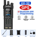 BAOFENG UV-32 GPS Walkie-Talkie AM FM Pika Vahemaaga Bluetooth Programmeerimine 10W Traadita Sageduse Kopeerimine 1000CH Kahepoolne Raadio US