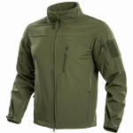 Meeste jakk Tuulekindel Veekindel V&auml;lisriiete Jakk Fliisvoodriga Seisukrae M&auml;gironimise Tuulejakk Matkamise Parka 3XL roheline