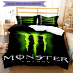 3tk Monster Energy LOGO mustriga voodipesukomplekt tekikoti komplekt sisaldab tekikotti ja padjap&uuml;&uuml;re, t&auml;iuslik aastaringselt magamistoa kaunistus ja kingitus 135cmx200cm