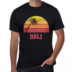 Meeste vintage T-s&auml;rk Graafiline T-s&auml;rk Bali Sunset Deep Black XS must