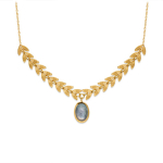 Les Tr&eacute;sors De Lily [Q4689] - Collier Plaqu&eacute; Or 'Cl&eacute;opatra' labradorite dor&eacute; (&eacute;pi de bl&eacute;) - pierre 10x7 mm hall