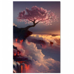 5D isetehtud teemantmaal Sakura puu vulkaanil Tikand Ristpistes Kodukaunistus K&auml;sitsi valmistatud kingitus 20X25CM