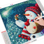 T&auml;isruudukujuline &uuml;mmargune teemantmaaling j&otilde;ulude lumememm kivikivist teemanttikandid maastik Talvine k&auml;sitsi valmistatud kingitus Full Round （30x30CM）