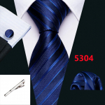 Lahe lipsukomplekt meestele Jacquard kootud siidist lipsu tasku kandiline mansetin&ouml;&ouml;pide komplekt Barry.Wang N-5304