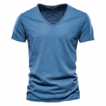AIOPESON Summer 100% puuvilla elastsus T-s&auml;rk Meeste vabaaja pehme fitness-s&auml;rk Meeste T-s&auml;rk Topid T-s&auml;rgid V-kaelusega l&uuml;hikeste varrukatega meeste T-s&auml;rk M