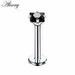 Alisouy 1 tk terasest labret s&otilde;rmus Star Crystal huule augustused sisemine niit kalliskivi huuler&otilde;ngas k&otilde;rva Tragus k&uuml;&uuml;nte k&otilde;rvar&otilde;ngad naastud keha ehted #1 1.2*6*3mm must