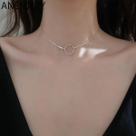 ANENJERY Circle Choker kaelakee naistele CZ Dainty Jewelry kaelakee Minimalistlikud aksessuaarid kingitus S-N728 h&otilde;be