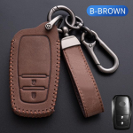 Nahast auto kaugjuhtimispuldi v&otilde;tme t&auml;iskaanega &uuml;mbris Toyota Auris Corolla Reiz Avensis Verso Yaris Aygo Rav4 Scion TC IM kestahoidja puldi jaoks B stytle Brown