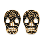 Les Tr&eacute;sors De Lily [R3958] &ndash; kullatud &ldquo;Skull&rdquo; k&otilde;rvar&otilde;ngad mustvalged &ndash; 7x10 mm must