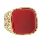 Les Tr&eacute;sors De Lily [R4392] &ndash; disainitud terass&otilde;rmus 'Cl&eacute;opatra' punasest kullast (karneool) - 17x17mm punane