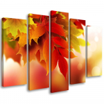 Viieosalise pildiga l&otilde;uenditr&uuml;kk Autumn Leaves Nature 100x70 oranž