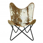 K&auml;sitsi valmistatud lehmanahast liblikastool, magamiskoht Relax kokkupandav tugitool 36 H x 24 W x 29.5 I