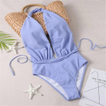 Keerake &uuml;mber p&auml;itsetega Deep V kaelusega &uuml;hes t&uuml;kis ujumistrikoo Naiste ujumisriided Naiste seljataga Monokini supelkost&uuml;&uuml;m naiste ujumisriided S lilla