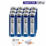 1,5 V USB AA Li-ion aku 3600 mWh Li-pol&uuml;meer USB laetav liitium AA USB aku USB-kaabliga kaugjuhtimispuldi, hiire, v&auml;ikese ventilaatori jaoks sinine