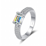 Bague Ringen 1 kat D v&auml;rvi smaragdmoissaniit s&otilde;rmus 925 Sterling h&otilde;be plaatinaga kaetud kihlas&otilde;rmused naistele ehted 1ct No.5 valge