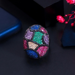 CMM Chunky Statementi &uuml;mmargune mitmev&auml;rviline kuupmeetrist tsirkooniumoksiidist suur kihlas&otilde;rmus reguleeritav pulmas&otilde;rmus naistele Adjustable mitmev&auml;rviline