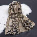 Kevad-suvi uus p&auml;ikesekaitsekreem siidist sall L&otilde;igatud lilledega sall Rose Jacquard sall Silk Organza Paisley-Beige