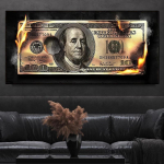 P&otilde;lev dollar Moodsa kunsti l&otilde;uend Inspireerivad plakatid ja v&auml;ljatr&uuml;kid Loominguline 100 dollari pilt Elutoa seinakaunistus maalimine 20x40cm valge