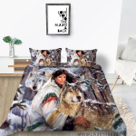 3D Wolf Theme voodipesukomplekt Wolf Print tekikattega padjap&uuml;&uuml;riga 2 v&otilde;i 3 t&uuml;kki AU240 * 270 eriti suur kodukaunistus Baby 100x135cm