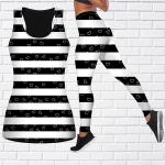 Blue Stripe Print Jooga komplekt naistele Mood Treening Retuusid Fitness Sport Vabaaja joogap&uuml;ksid XS