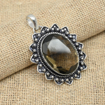 Smoky Topaz 925 Sterling Silver k&auml;sitsi valmistatud pulmakingitus ehted v&auml;&auml;riskivist ripats talle 2.04 inches pruun