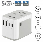 TESSANi universaalne reisipistikuadapter, rahvusvaheline pistikuadapter 4 USB-ga, universaalne laadija EL-i, &Uuml;hendkuningriigi, Ameerika, Kanada ja teiste riikide jaoks 2 USB-A & 3 USB-C