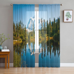 J&auml;rve&auml;&auml;rne roheline mets Lumim&auml;gi t&uuml;ll L&auml;bipaistvad aknakardinad elutuppa magamistuppa Moodne Voile Organza kardinad kardinad W135 x H115cm x1