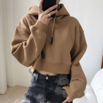 Vaba pikkade varrukatega fliisist kapuutsiga l&uuml;hike kampsun One size must