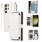 T&otilde;mblukuga rahakott 9-kaardi kotiga klapp-nahast &uuml;mbris Samsung S23 S22 S21 S20 Ultra Plus S21FE A14 A54 A13 A53 A12 /iPhone 15 14 13 12 Pro Max XS Max 7P 8P jaoks iPhone 6/6S valge