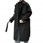 Meeste Trench Coat Cool N&ouml;&ouml;bid Taskud Keeratav krae Talv tutvumiseks 2XL must