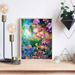 5D DIY teemantmaaling Woodland Elfi ristpistes komplekt Mosaiik Teemanttikandid Roos T&auml;isringi kandiline puur Kodukaunistus Square 40x60cm