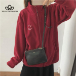 Talvine fliismantel naiste s&uuml;gis- ja talvine kunstlambavillane fliisvoodriga samet Uus talvemood vabaaja soe mantel M aprikoosi