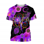 Austraalia p&otilde;lisrahvaste Naidoki n&auml;dala loomade kunsti lipp 3D-tr&uuml;kiga T-s&auml;rk kaelaga Harajuku vabaaja T-s&auml;rk S