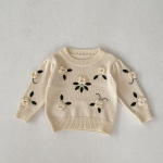 S&uuml;gis uued t&uuml;drukud beebi k&auml;sitsi tikitud lillega pullover kampsun mantel kevadised s&uuml;gislilled kampsunid 66cm