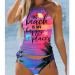 Naiste v&auml;rviline p&auml;ikeseloojangutr&uuml;kis Halter Bikini Tankini ujumistrikoo M