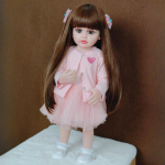 55 cm Reborn Toddler Doll Betty Wear roosa kleit, 22-tolline silikoonist kehaga beebit&uuml;druku nukud Elutruu pehme puudutusega seisev Rebirth Doll Kid m&auml;ngukaaslane m&auml;nguasi 55cm