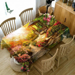 Lillede ja viinapuust valmistatud laudlina loodusmustriga pestav tolmukindel paks puuvillane riie ristk&uuml;likukujuline ja &uuml;mmargune laudlina 130 X 180CM