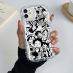 Samsung Galaxy A24 A14 iPhone 15 jaoks Xiaomi Poco X5 Redmi 13C Huawei Honor 90 telefoni&uuml;mbrised A28 One Piece Luffy Anime eksklusiivne kreemmustriline pehme &uuml;mbris for iPhone 6 valge
