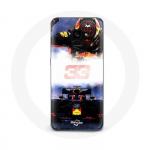 &Uuml;mbris Samsung Galaxy A8 Plus Formula 1 Max Verstappen F1 Driveri jaoks, must punane ja kollane