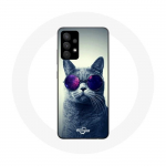 Coque pour Samsung Galaxy A13 4G / A13 4G Lite Chat Lunettes violettes Style