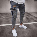 Cargo Pants Meeste High Street Hip-hop Isiksus Trendikas Kombinesoonid Vabaaja p&uuml;ksid Teksad Meeste kottis p&uuml;ksid Liibuvad p&uuml;ksid XXXXL sinine