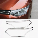 fit for mitsubishi outlander 2012 2013 2014 2015 ABS chrome front head light eyebrow cover gray